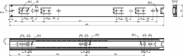 картинка Направляющая шариковая L-450 h=35 GRIDLI B от магазина SEFI