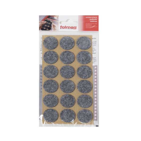 картинка Подкладка самоприлипающая фетровая d25мм (1лист-18шт) серая Folmag от магазина SEFI