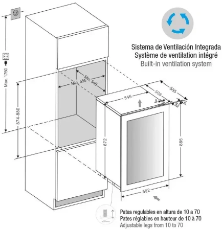 картинка Встраиваемый винный шкаф Pando PVMAV 88-49CRR от магазина SEFI