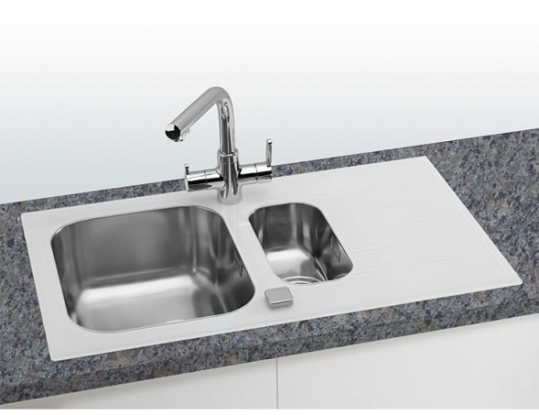 картинка Мойка GLASSIX 10 RAL9005-90 (черный цвет) 860X5001X  в компл.с сифон 1127251, от магазина SEFI