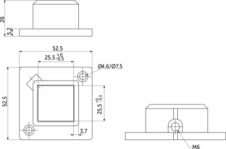 картинка Крепление (розетка) для квадр. трубы 25*25 QUADRO, черный AKS магазин SEFI являющийся официальным дистрибьютором в России  картинка Крепление (розетка) для квадр. трубы 25*25 QUADRO, черный AKS от магазина SEFI