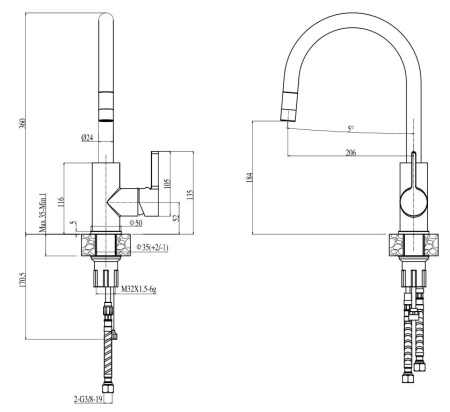 картинка Смеситель для мойки ALVEUS TESLA-P MONARCH COPPER от магазина SEFI