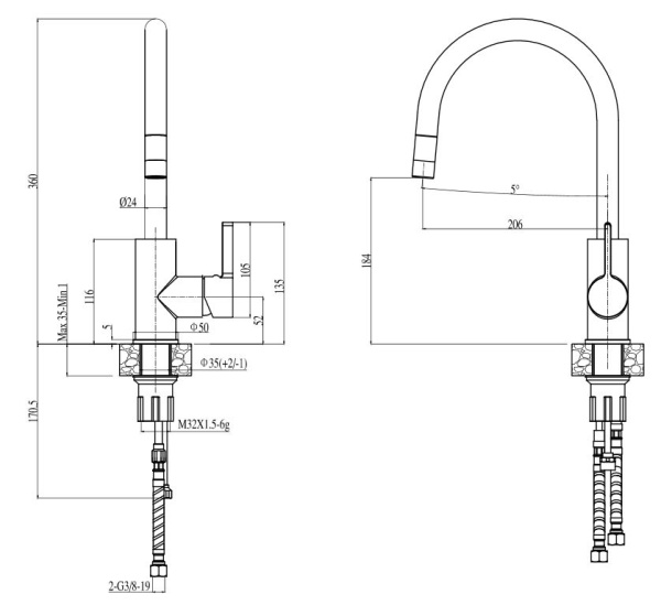 картинка Смеситель для мойки ALVEUS TESLA-P MONARCH COPPER от магазина SEFI