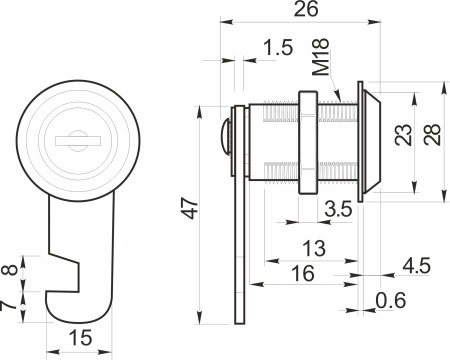 картинка Замок для распашной двери механический 103-16 AKS магазин SEFI являющийся официальным дистрибьютором в России  картинка Замок для распашной двери механический 103-16 AKS от магазина SEFI