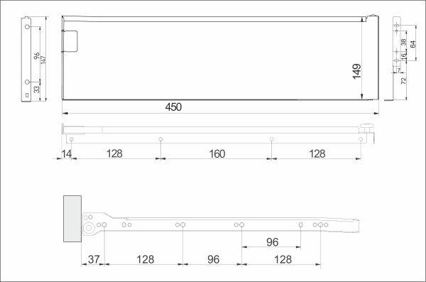 картинка Система ящиков Металбокс AKS L-450 белый H=150 левая+правая от магазина SEFI
