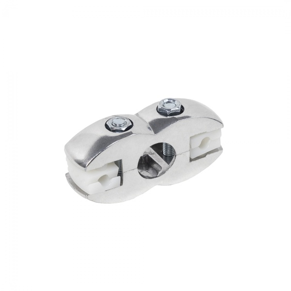 картинка Соединитель стекло/плита к трубе d25 (551) двойной (с вкладышами), вакуумное хромирование AKS от магазина SEFI