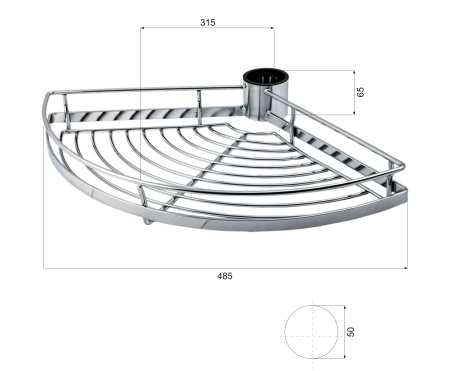 картинка Корзина на трубу d50 120* PTJ016-40, хром AKS от магазина SEFI
