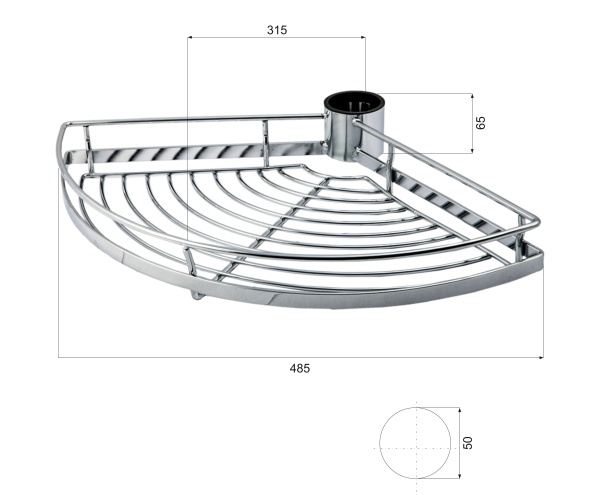 картинка Корзина на трубу d50 120* PTJ016-40, хром AKS от магазина SEFI