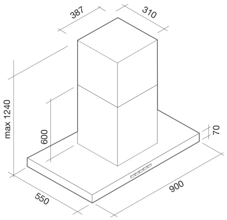 картинка Вытяжка Falmec Lumina isola 90 ix (800) NRS ECP от магазина SEFI