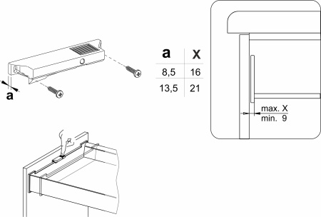 картинка Ручка с поводком внутреннего ящика Slimbox AKS 8,5-16мм графит от магазина SEFI