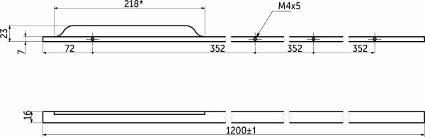 картинка Ручка меб. скоба алюм. ANDROMEDA 1056/1200 черный матовый, AKS (левая) от магазина SEFI