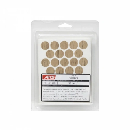 картинка Заглушка самоприлипающая к эксцентрику дуб небраска (PC 2127) (1л=32шт) Pacific от магазина SEFI