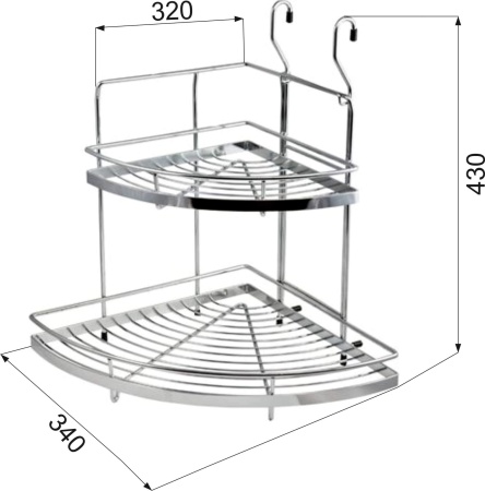 картинка Корзина на трубу d16 угловая двойная большая CWJ201D хром AKS от магазина SEFI