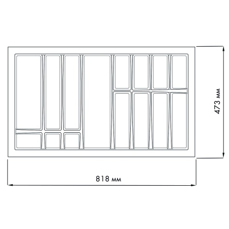 картинка Лоток для столовых приборов LINE, ширина фасада 900 мм для Blum Tandembox глубиной 500 мм от магазина SEFI