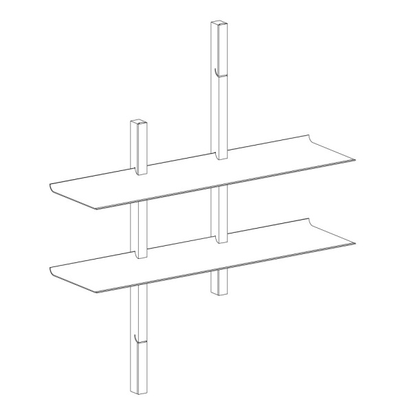 картинка Комплект WAVE, 2 боковые стойки 808мм, 2 полки 900х240 белые магазин SEFI являющийся официальным дистрибьютором в России  картинка Комплект WAVE, 2 боковые стойки 808мм, 2 полки 900х240 белые от магазина SEFI