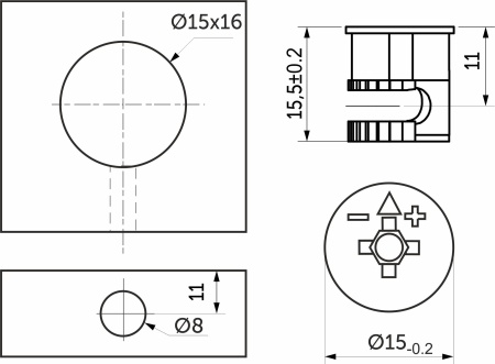 картинка Эксцентрик 15x15,3 для плиты 22/23 мм (уп/1тыс.шт) AKS магазин SEFI являющийся официальным дистрибьютором в России  картинка Эксцентрик 15x15,3 для плиты 22/23 мм (уп/1тыс.шт) AKS от магазина SEFI