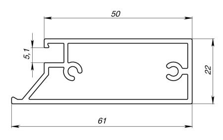 картинка Профиль-ручка с уплотнителем от магазина SEFI