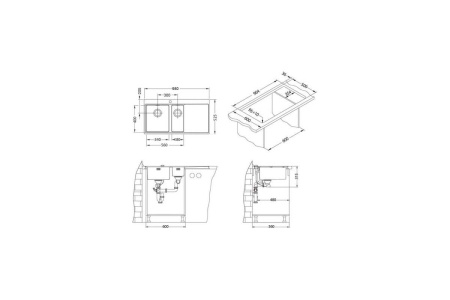 картинка Мойка Alveus PURE 60R KMB-90 980x525 правая в комплекте с сифоном 1127259 от магазина SEFI