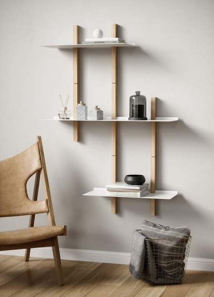 картинка Комплект WAVE, боковые стойки 2-808мм и 1-1313мм, 2 полки 450х240, 1 полка 900х240 белые от магазина SEFI