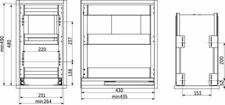 картинка Выдвижная корзина-карго 300 PRIME LINE крепл.нижнее, инокс AKS от магазина SEFI