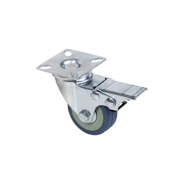 картинка Колесо меб. d50 h70 с площадкой с рез.ободом с торм., серый AKS от магазина SEFI