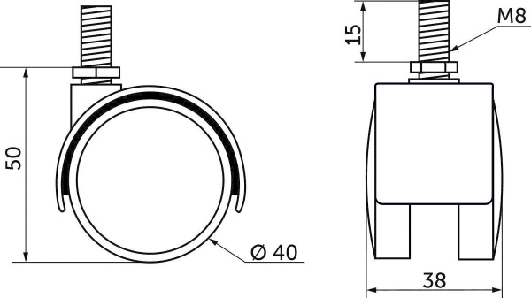картинка Колесо меб. пласт. d40 с винтом М8, черный AKS от магазина SEFI