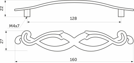 картинка Ручка меб. скоба мет. DECORA 128 античный никель, AKS магазин SEFI являющийся официальным дистрибьютором в России  картинка Ручка меб. скоба мет. DECORA 128 античный никель, AKS от магазина SEFI