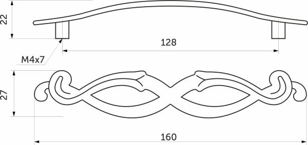 картинка Ручка меб. скоба мет. DECORA 128 античный никель, AKS от магазина SEFI