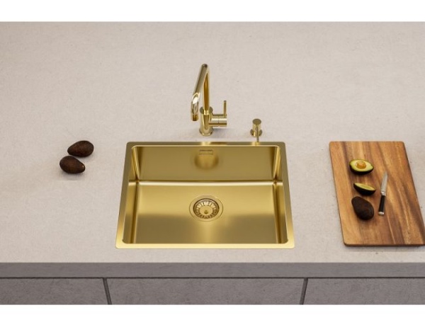 картинка Мойка KOMBINO 50 MONARCH GOLD SAT-90 542X442X195 F/S  в компл. с выпуском без сифона, от магазина SEFI