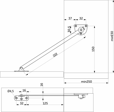 картинка Кронштейн для откидных створок с тормозом и фиксатором AKS серый от магазина SEFI