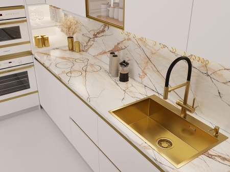 картинка Мойка EMAR 125A, покрытие PVD, цвет Золото - с дозатором в комплекте от магазина SEFI