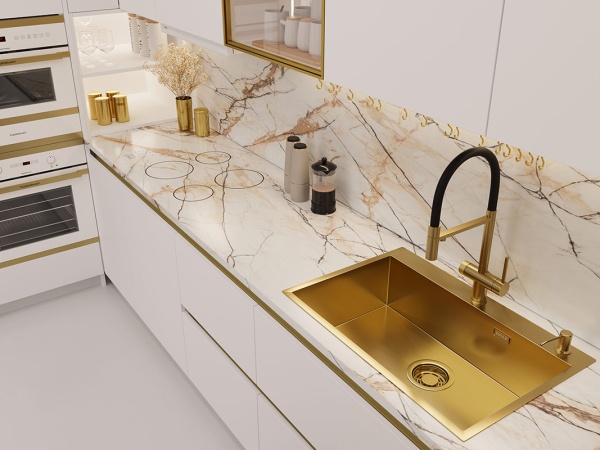 картинка Мойка EMAR 125A, покрытие PVD, цвет Золото - с дозатором в комплекте от магазина SEFI