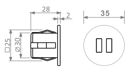 картинка Встраиваемая USB зарядка 2х1А Alumove Light USB-Carger, серебро (303090-S-MP) от магазина SEFI