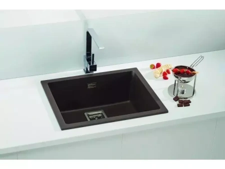 картинка Мойка Alveus GRANITAL+ QUADRIX 50 DEEP BLACK-G90 560X460X200 с сифоном 1133398 от магазина SEFI
