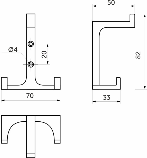 картинка Крючок меб. трехрожковый мет. TRITON черный матовый AKS от магазина SEFI
