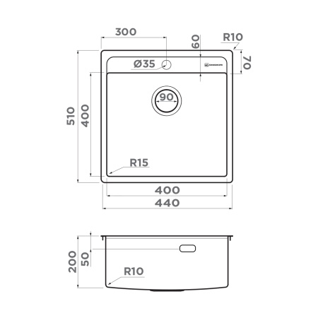картинка Omoikiri Daisen 44-IN нерж. сталь/нержавеющая сталь от магазина SEFI