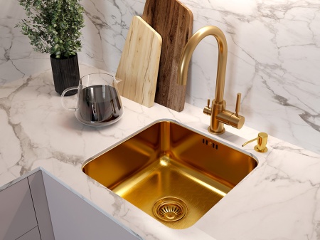 картинка Смеситель для кухни с подключением к фильтру, EMAR ЕС-3007, покрытие PVD, цвет Золото от магазина SEFI