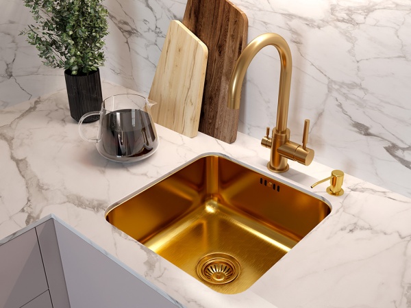 картинка Смеситель для кухни с подключением к фильтру, EMAR ЕС-3007, покрытие PVD, цвет Золото от магазина SEFI