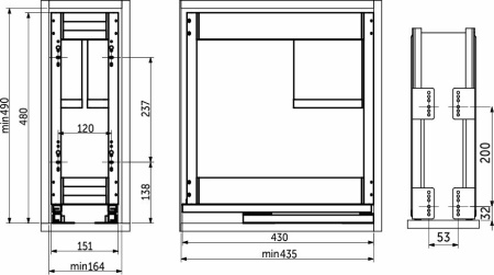картинка Выдвижная корзина-карго 200 PRIME LINE крепл.нижнее, инокс AKS от магазина SEFI