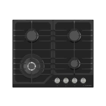 картинка Газовая варочная панель HiSTORY HGG 643C FBK, Черный кристалл+ от магазина SEFI