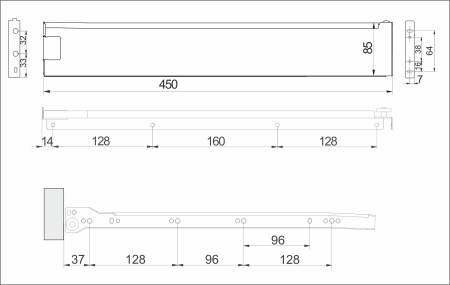 картинка Система ящиков Металбокс AKS L-450 белый H=86 левая+правая от магазина SEFI