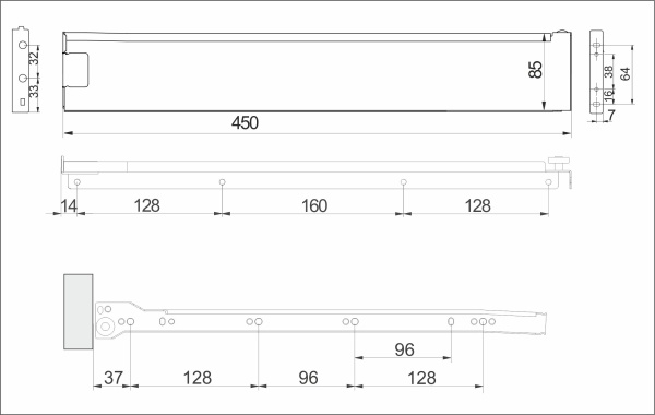 картинка Система ящиков Металбокс AKS L-450 белый H=86 левая+правая от магазина SEFI