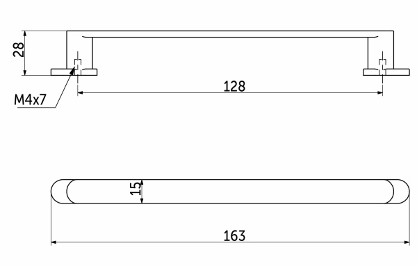 картинка Ручка меб. скоба мет. GRAND 128 черный+латунь, AKS от магазина SEFI