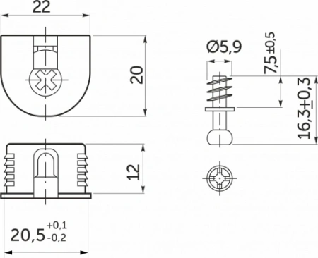 картинка Эксцентриковая стяжка быстрого монтажа 20 мм бежевая + шток 6*7мм (уп/10шт) AKS магазин SEFI являющийся официальным дистрибьютором в России  картинка Эксцентриковая стяжка быстрого монтажа 20 мм бежевая + шток 6*7мм (уп/10шт) AKS от магазина SEFI