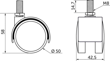 картинка Колесо меб. пласт. d50 с винтом М8, черный AKS от магазина SEFI