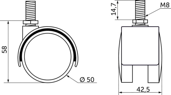 картинка Колесо меб. пласт. d50 с винтом М8, черный AKS от магазина SEFI