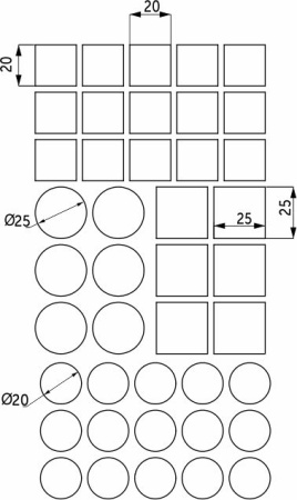 картинка Подкладка самоприлипающая фетровая микс (d20, 20 х 20 - 15 штук d25, 25 х 25 - 6 штук) черная Pacific PC 6001 BL от магазина SEFI