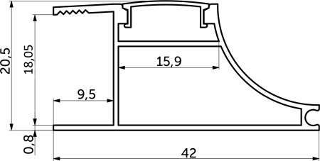 картинка Профиль алюминиевый накладной/торцевой AVIOR, с экраном, цвет алюминий, 3м, AKS от магазина SEFI