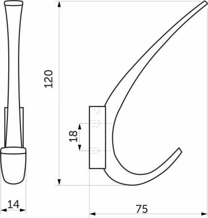 картинка Крючок меб. двухрожковый мет. SKY черный матовый AKS от магазина SEFI