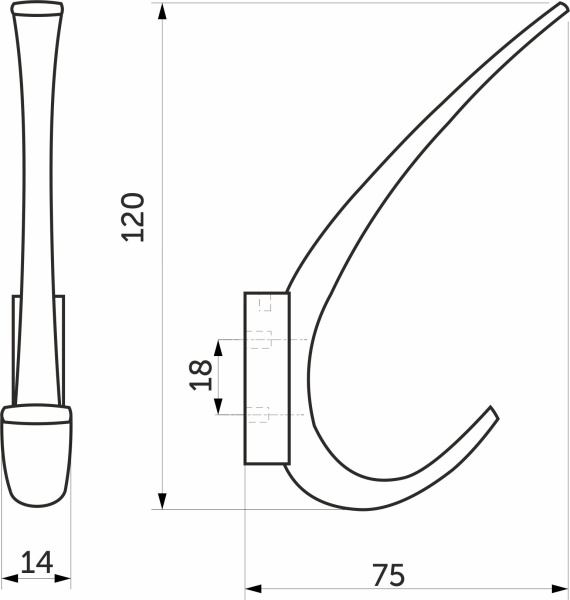 картинка Крючок меб. двухрожковый мет. SKY черный матовый AKS от магазина SEFI